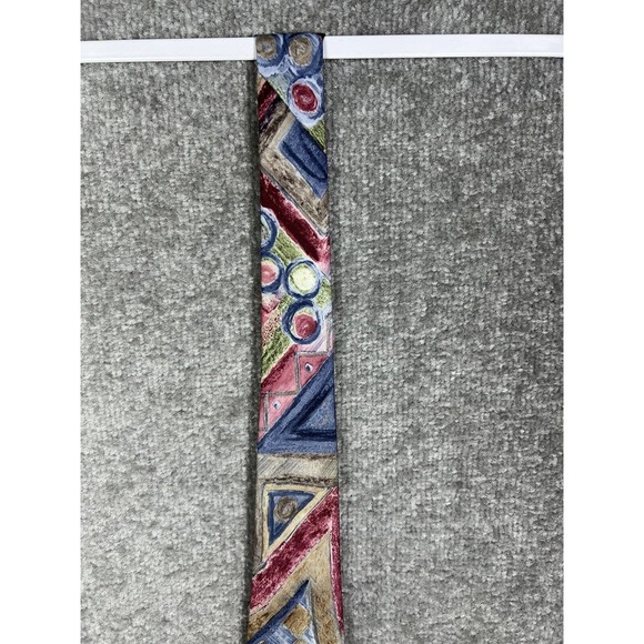 Johnny Carson Abstract Watercolor Geometric Polyester Mens Pointed Tie USA Made - Picture 5 of 10